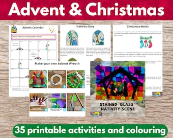 Advent och jul Kristna utskrivbara aktiviteter Jesus födelseberättelse Adventsljuspyssel Vise män Trettondagen Läroblad och målarbilder