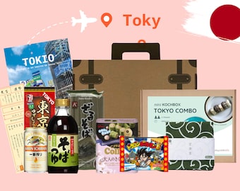 Scatola da viaggio Tokyo | Scatola per snack giapponese | tra cui sushi fai da te, onigiri, ramen | Scatola da cucina, scatola gourmet | Set regalo per buongustai e amanti del Giappone