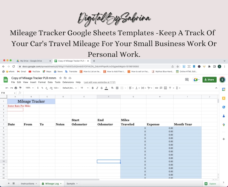 Google Sheets Template, Mileage Tracker, Mileage Log Printable, Vehicle Google Sheets Template, Mileage Tracker, Mileage Log Printable, Vehicle