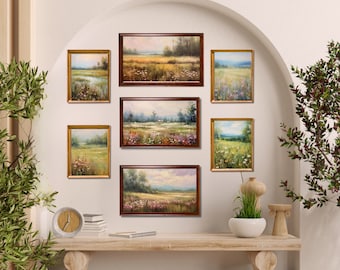 Spring Meadow Art Prints | Vintage Landscape Print | Country Field | Home Gallery Wall Art Set  | Digital Download | Digital art-visual form