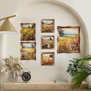 Vintage English Countryside Home Gallery Set - 6-Piece Oil Painting Style Collection,Digital Art Print Set, Digital Download, Printable Art.