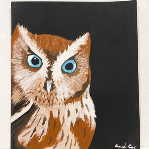 Hand Painted Owl Painting