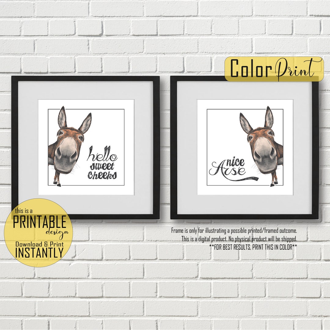 Hello Sweet Cheeks Nice Arse Donkey Funny Wall Art, Printable Funny