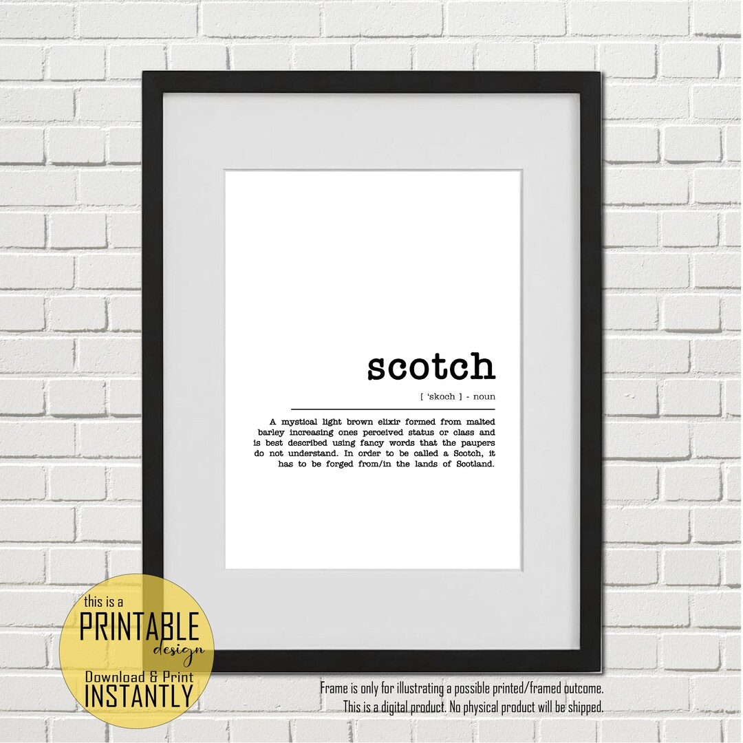 Scotch Definition Wall Art Printable Bar Wall Art Home Wall Etsy