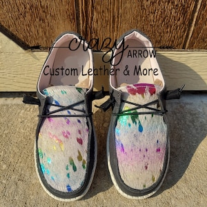 Rainbow Acid Wash Cowhide Custom shoes