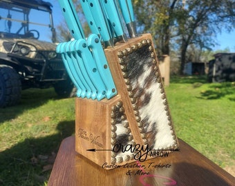 Tri colored Cowhide Knife Set