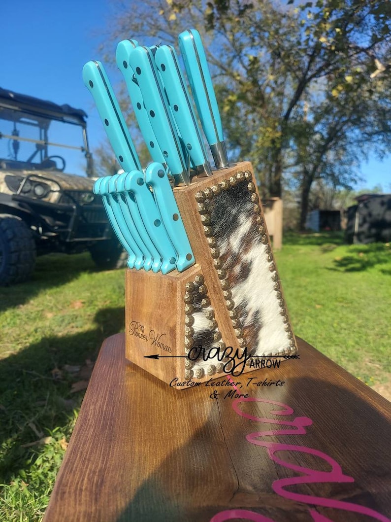 Tri colored Cowhide Knife Set