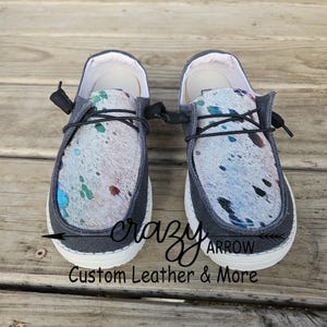 Rainbow Acid Wash Cowhide Custom shoes Ready to ship Size 6 Womens