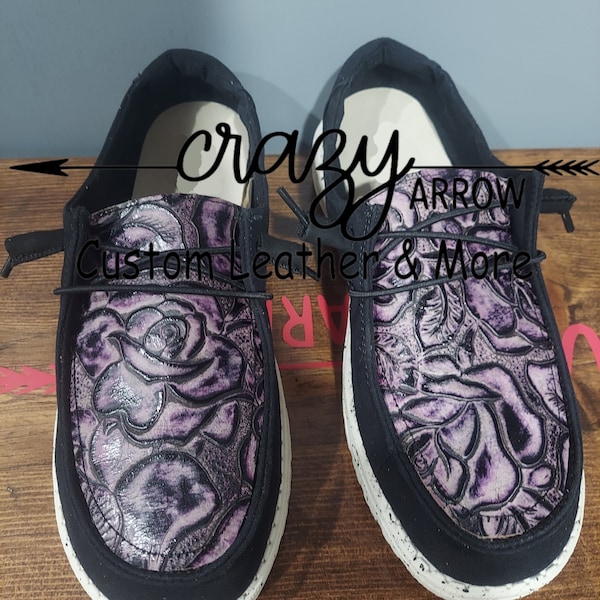 Purple Rose Embossed Leather Custom shoes