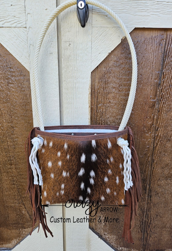 S.E.M. LEATHER BAGS designed by Stephany Miller Axis Deer hide crossbody  purse with Italian leather | Leather bag design, Bags, Leather handbags