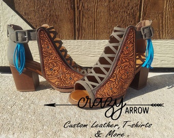 Tooled Leather Heels - Etsy