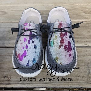 Rainbow Acid Wash Cowhide Custom shoes Ready to ship