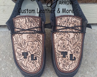 Mens Custom Floral Tooled shoes