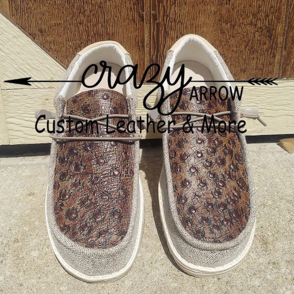 Custom Mocha Ostrich Embossed Leather Shoes