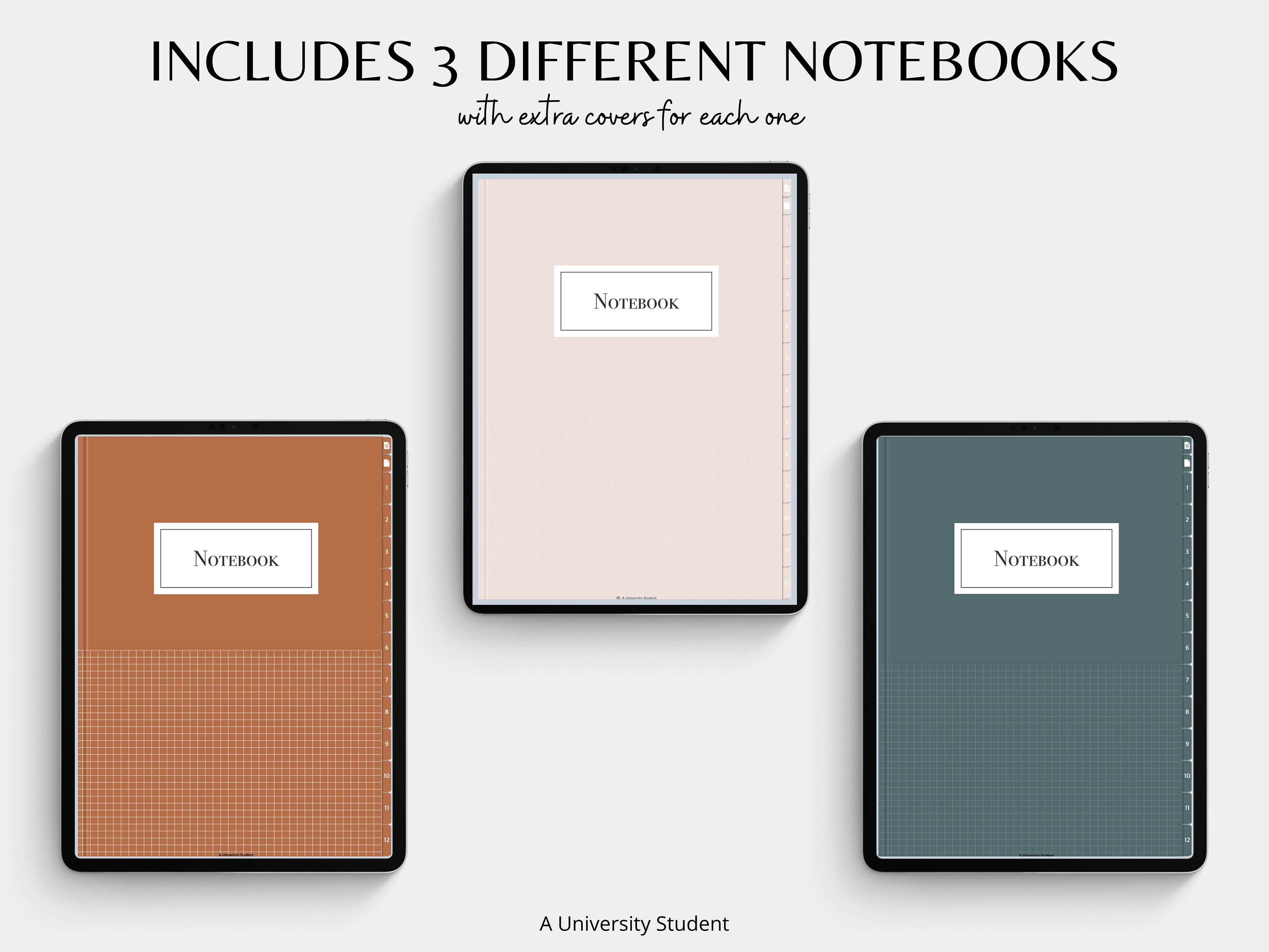 Digital Notebook 12 Hyperlinked Tabs for Goodnotes Notability - Digital ...