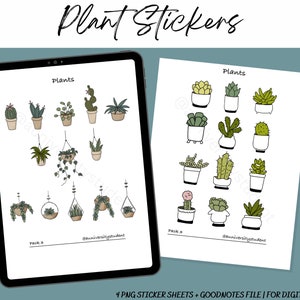 Plants Digital Planner Stickers - GoodNotes Sticker, iPad Digital Sticker, Journal Stickers, PNG Sticker sheets, GoodNotes files