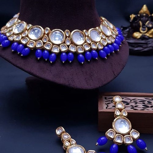 Sabyasachi Jewelry Designer Kundan Set Blue Kundan Choker Etsy