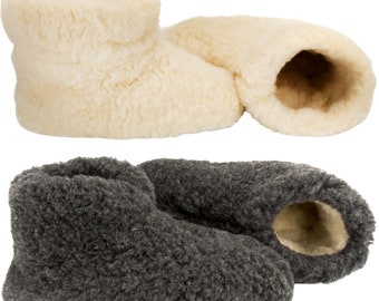 Hut shoes 100% sheep's wool for women and men, high slippers, comfortable, super soft, breathable, non-slip, warmly lined