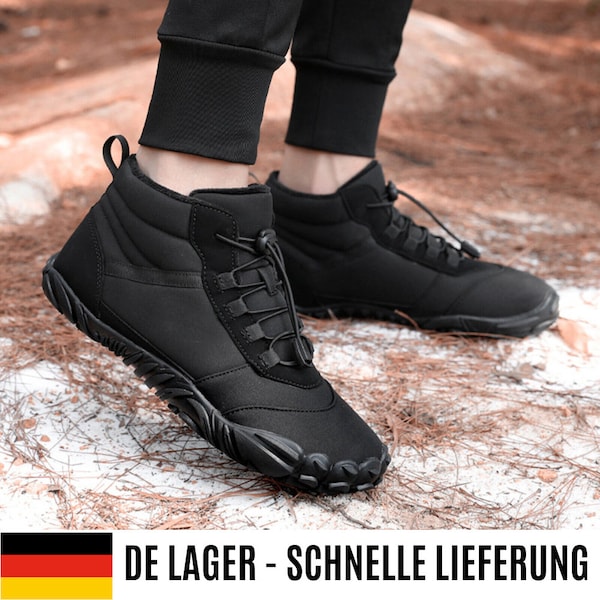 Barfußschuhe warm & weich gefüttert atmungsaktiv wasserabweisend rutschfest bequem Damen u. Herren Winter-Stiefel Wander-Schuhe Sport Boots