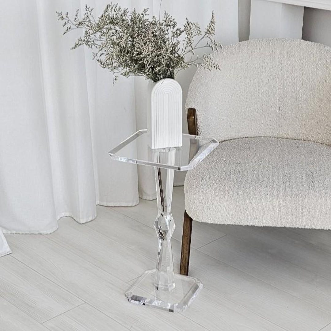 Clear Acrylic Side Table: Modern Lucite Accent Table - Etsy