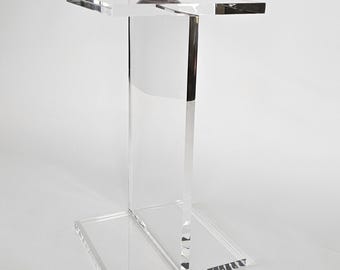 Minimalist Acrylic Side Table: Modern Accent Table, Handmade Pedestal