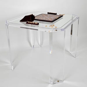 Lucite Game Table, Clear square table, Unique  table, Cocktail Table, Luxury furniture, Mid century modern,