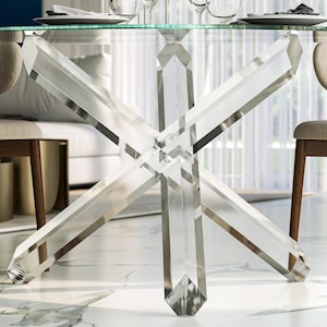 Acrylic Round Dining Table Base: Modern DIY Glass Top (36x29 inches)