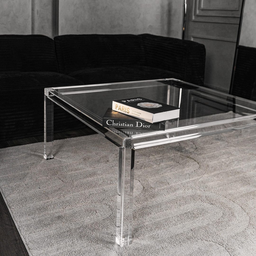 Clear Acrylic Square Coffee Table: Handmade Minimalist Furniture - Etsy