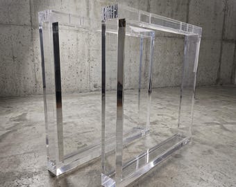 Handmade Clear Acrylic Table Legs: Modern Dining Table Base, 28 inches