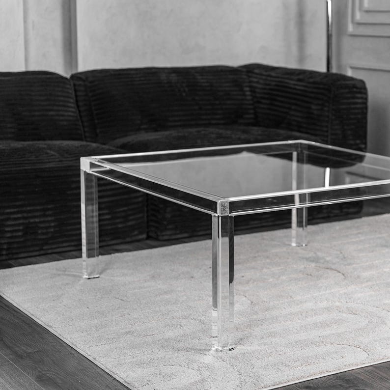 Clear Acrylic Square Coffee Table: Handmade Minimalist Furniture - Etsy