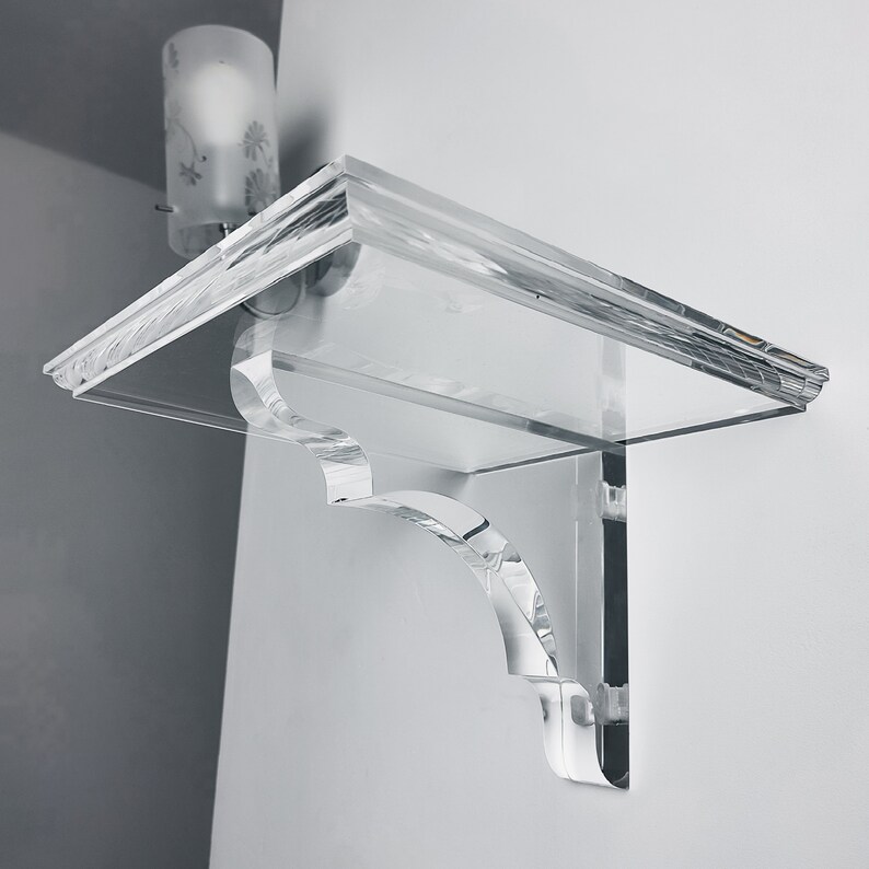 Acrylic Lucite Wall Shelf Shelf Bracket Wall Clear Acrylic Etsy