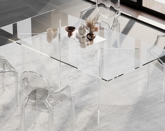 Lucite Table Base (Set of 2): Clear Acrylic Dining Table Legs