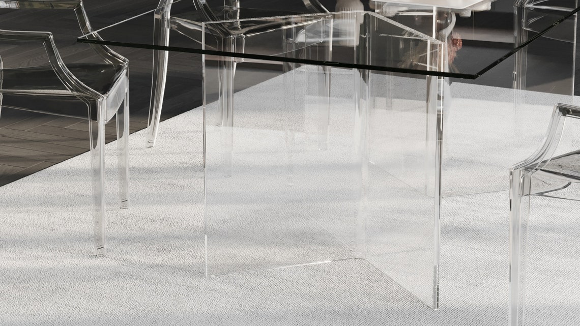 Lucite Table Base for Glass Top 23x115h28 Etsy