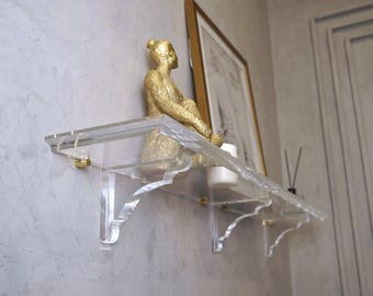 Long Acrylic Floating Shelf: Mid Century Modern Display