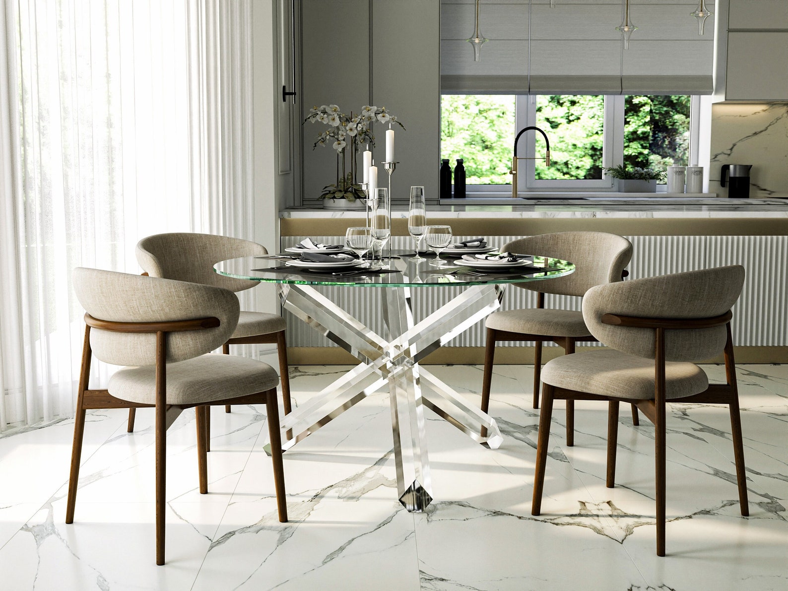Dining Table Base / Base for Round Glass Top / Round Glass Table Base