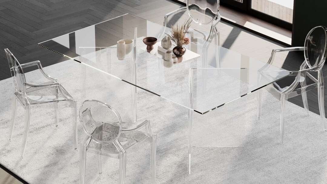 Lucite Table Base for Glass Top / Dining Table Base / Table Base set of ...