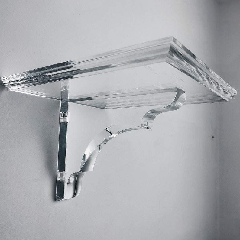 Acrylic Lucite Wall Shelf Shelf Bracket Wall Clear Acrylic Etsy
