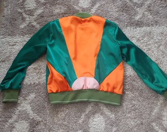 The Sun is Rising Vintage Inspired Glam 70s Satin Bomber Green Jacket