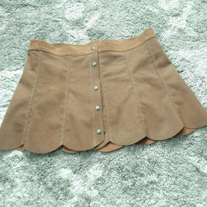 Purple Suede Mini Skirt, 60s Style Faux Suede Groovy Skirt, Beige Hippie Suede Mod 60s Skirt