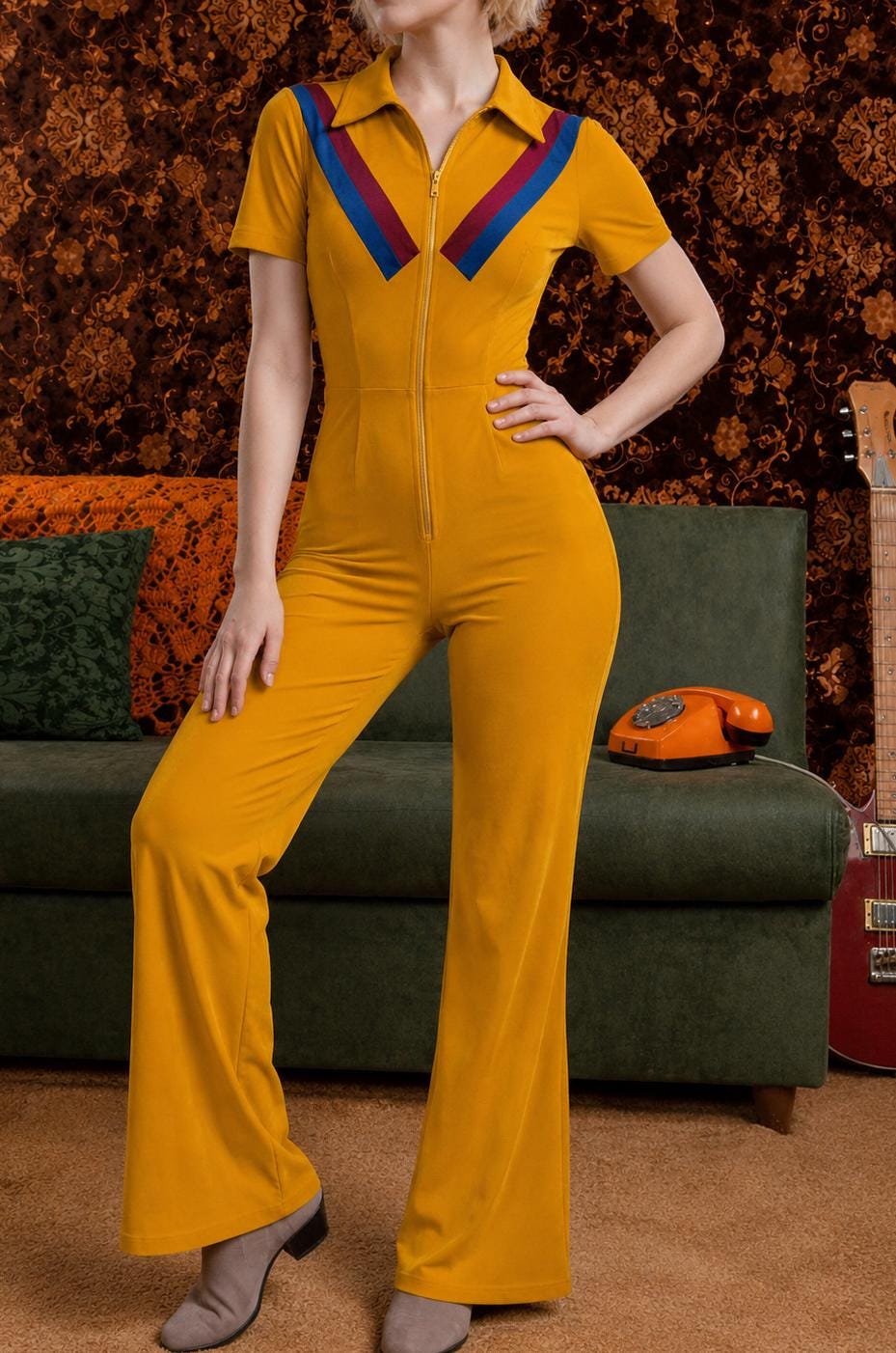 70s Bell Bottom Jumpsuit - Etsy