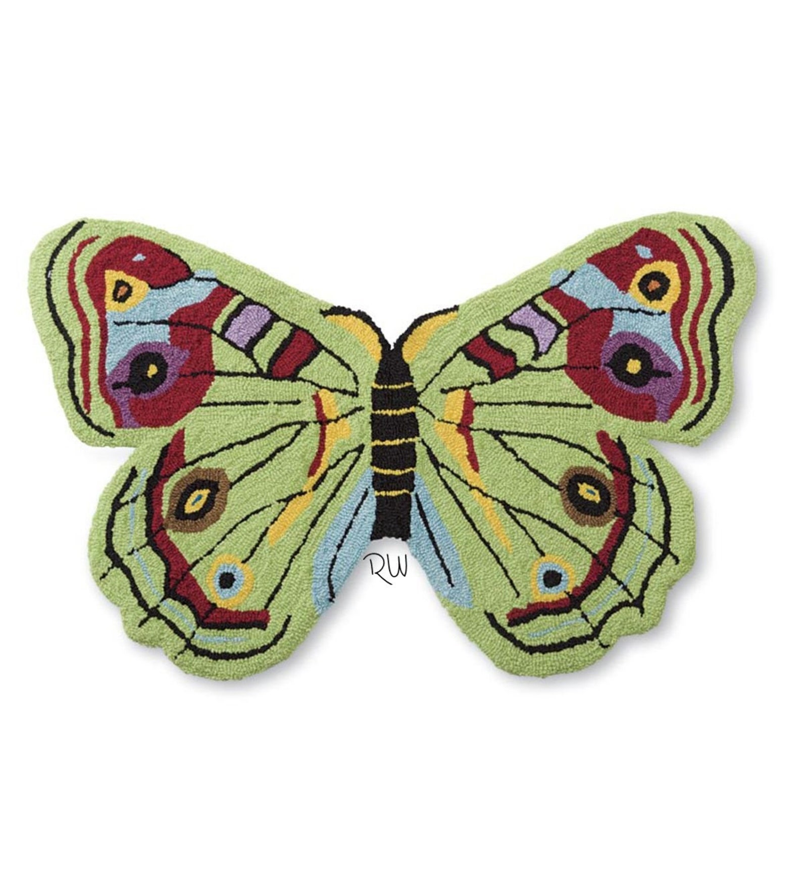 Butterfly Shaped Hooked Accent Rug Butterfly Rug Hand Etsy