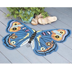 Butterfly Shaped Hooked Accent Rug | Butterfly rug, Hand tufted rugs for Living, Hall, Kitchen, Dining, Drawing Play Room Carpet