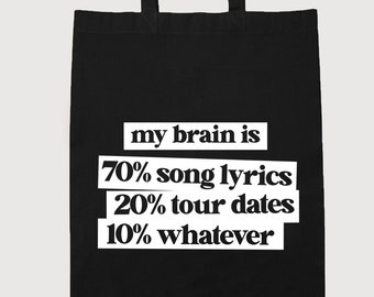 My brain is tourdates and song lyrics - Konzert-Tasche | Alltagsbegleiter mit Konzert-Spruch | Geschenk für Konzertmenschen