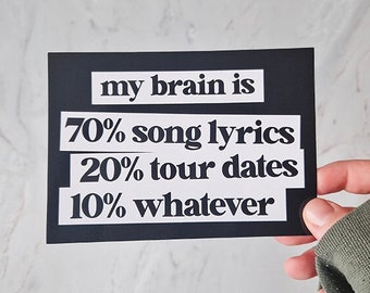 My brain is 70% lyrics | Konzert Postkarte | Konzertliebe |