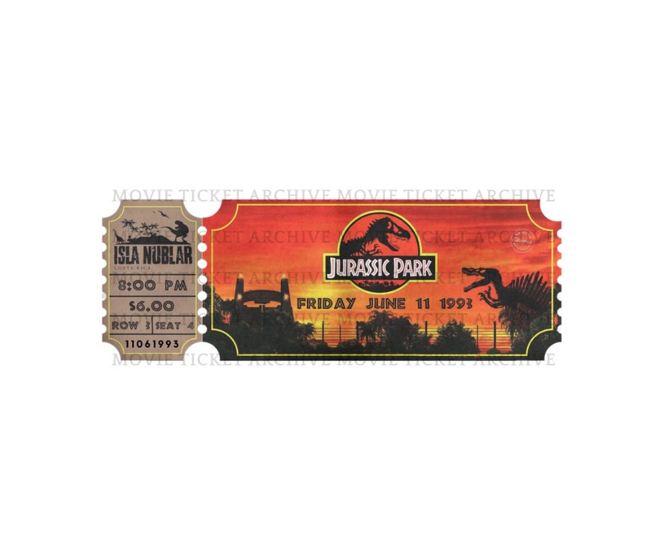 Jurassic Park Movie Ticket (evening edition)