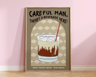 Big Lebowski Quote Kitchen Print | Cocktail Print | Funny Art or Bar Decor | Movie Poster