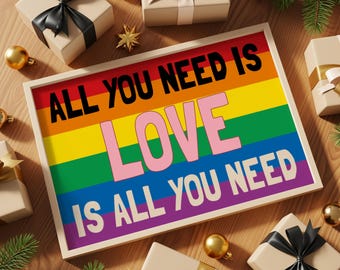 Beatles Inspired Music Print | Rainbow Pride Lyrics Poster