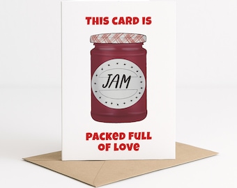 Jam Packed Full of Love Card | Illustrated Food Pun | Valentines, Anniversary, Just Because Card