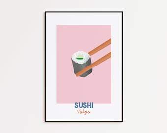 Sushi Food Print | Japanese Kitchen Wall Art | Unframed
