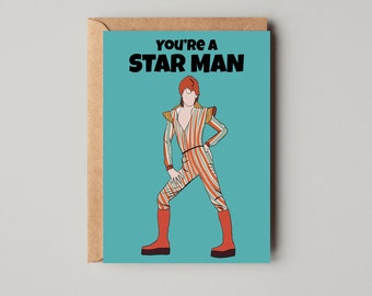 David Bowie Father's Day Card | Ziggy Stardust Music Fan Birthday Card for Him
